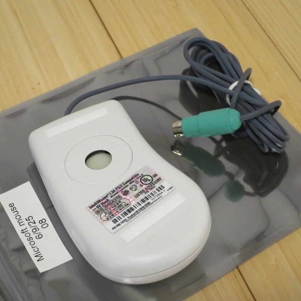 Microsoft 1.3A‎ PS2 2-Button Roller Ball Mouse X08-70372 - Tested & Working - 08